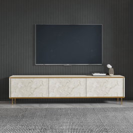 Hanah Home Mueble de TV Travertino y Oro